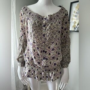 Guess by Marciano Lavender and Cream Blouse